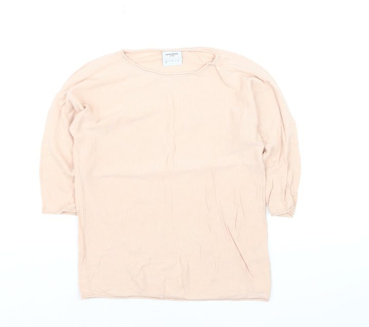 Vero Moda Women Beige Cotton Knit Pullover Jumper Medium