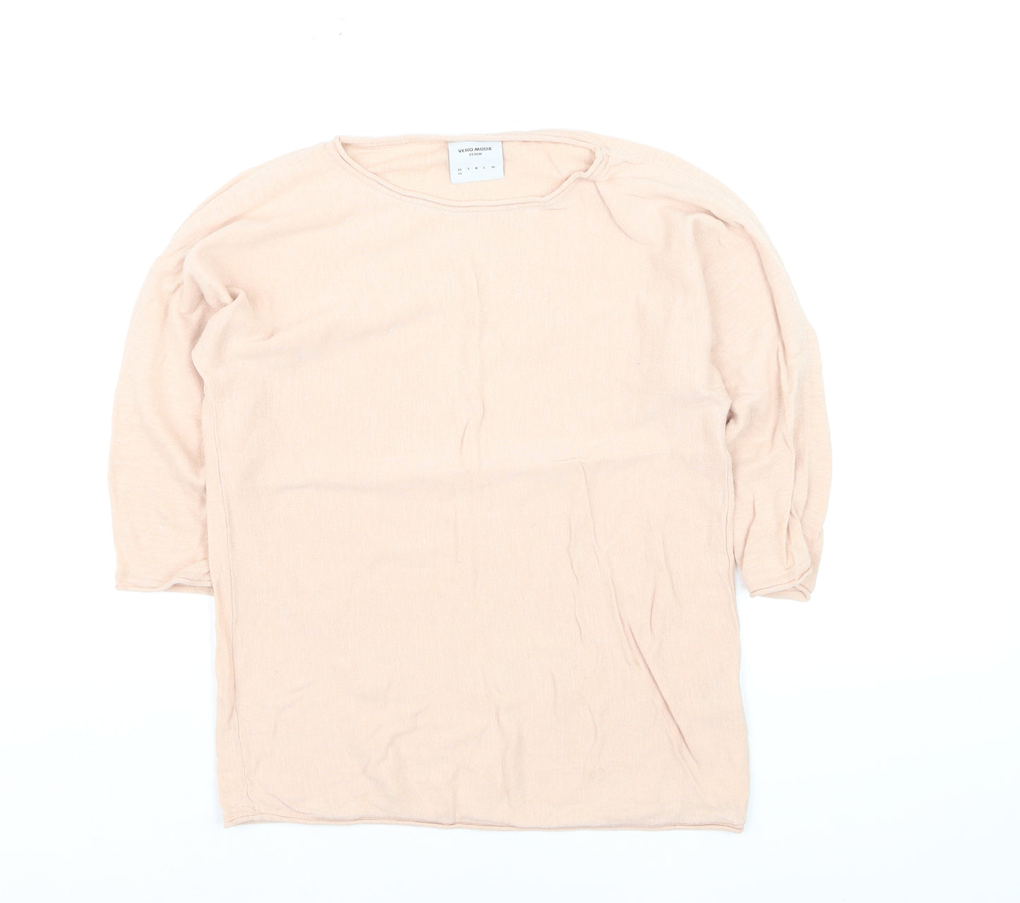 Vero Moda Women Beige Cotton Knit Pullover Jumper Medium
