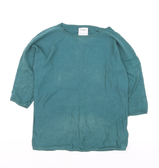 Vero Moda Women’s Green Cotton 3/4 Sleeve Pullover Jumper M