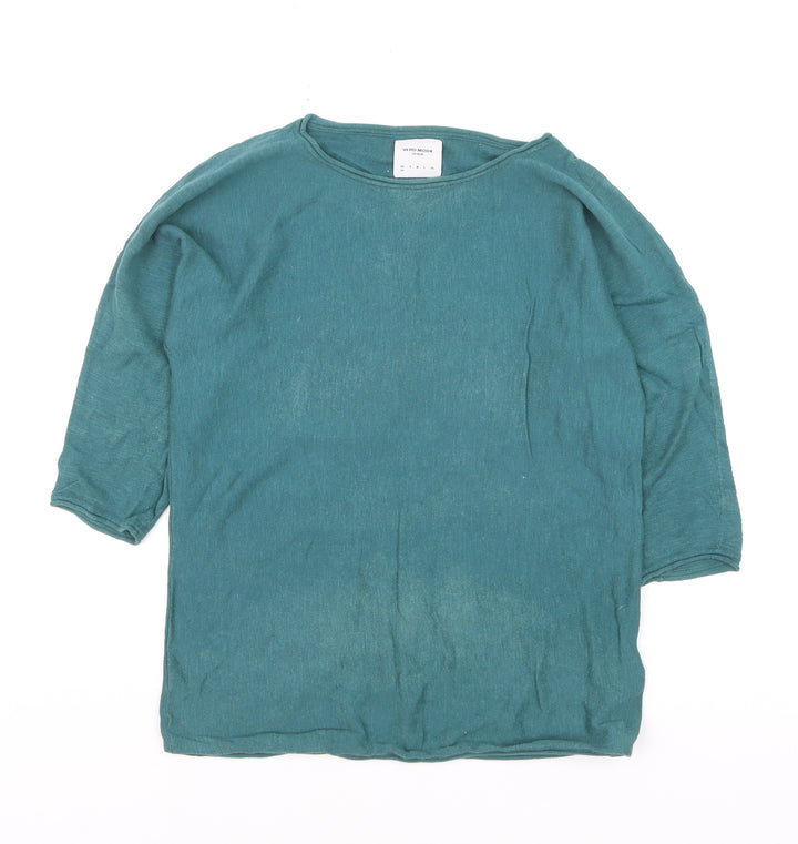 Vero Moda Women’s Green Cotton 3/4 Sleeve Pullover Jumper M