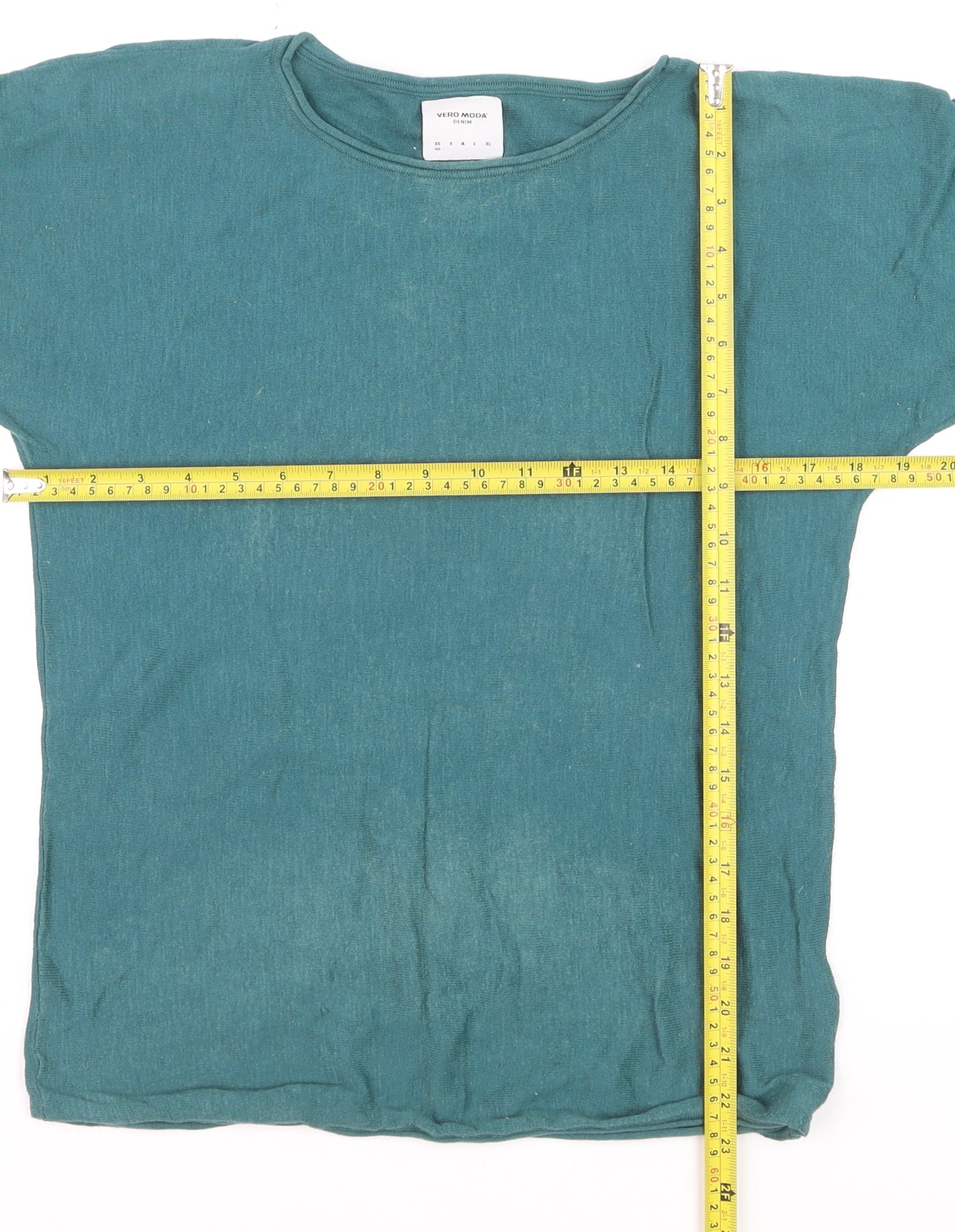 Vero Moda Women’s Green Cotton 3/4 Sleeve Pullover Jumper M