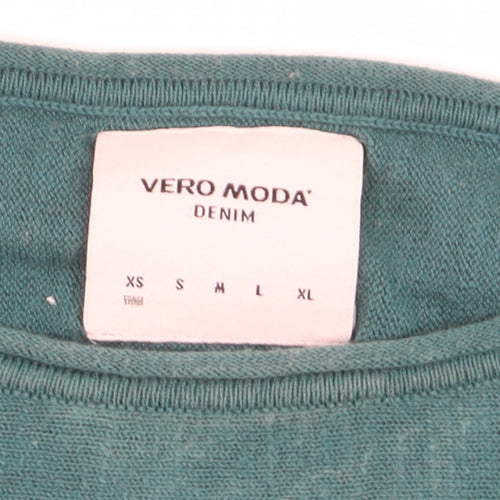 Vero Moda Women’s Green Cotton 3/4 Sleeve Pullover Jumper M