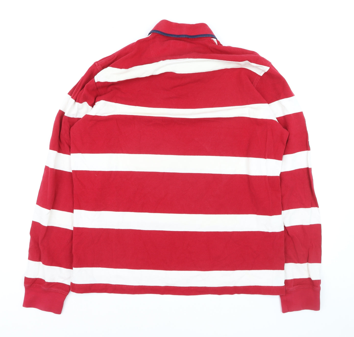 Forecast Men's Red Striped Long Sleeve Rugby Polo Shirt XL