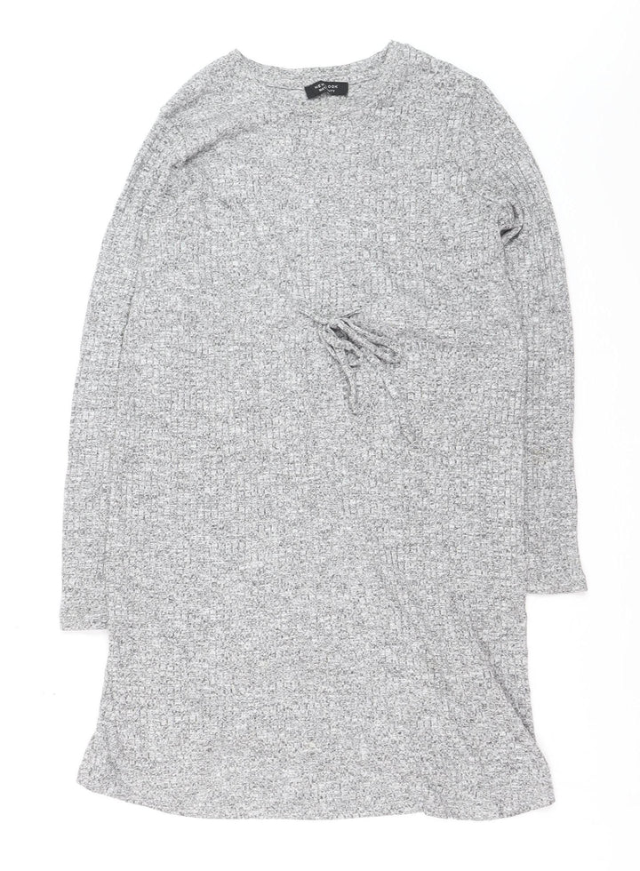 New Look Women Grey Knit Maternity Long Sleeve Sweater Dress Size 12