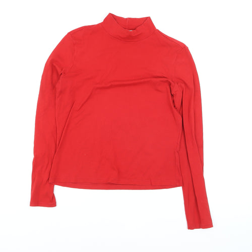 Monki Women's Red Mock Neck Long Sleeve Pullover Jumper Size 12