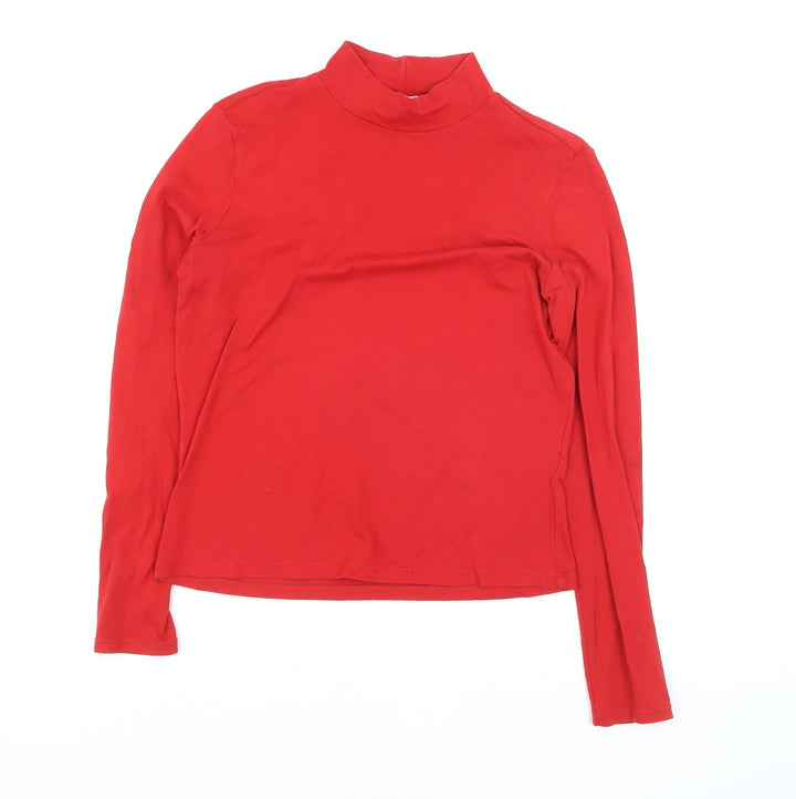 Monki Women's Red Mock Neck Long Sleeve Pullover Jumper Size 12