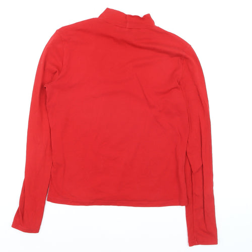 Monki Women's Red Mock Neck Long Sleeve Pullover Jumper Size 12