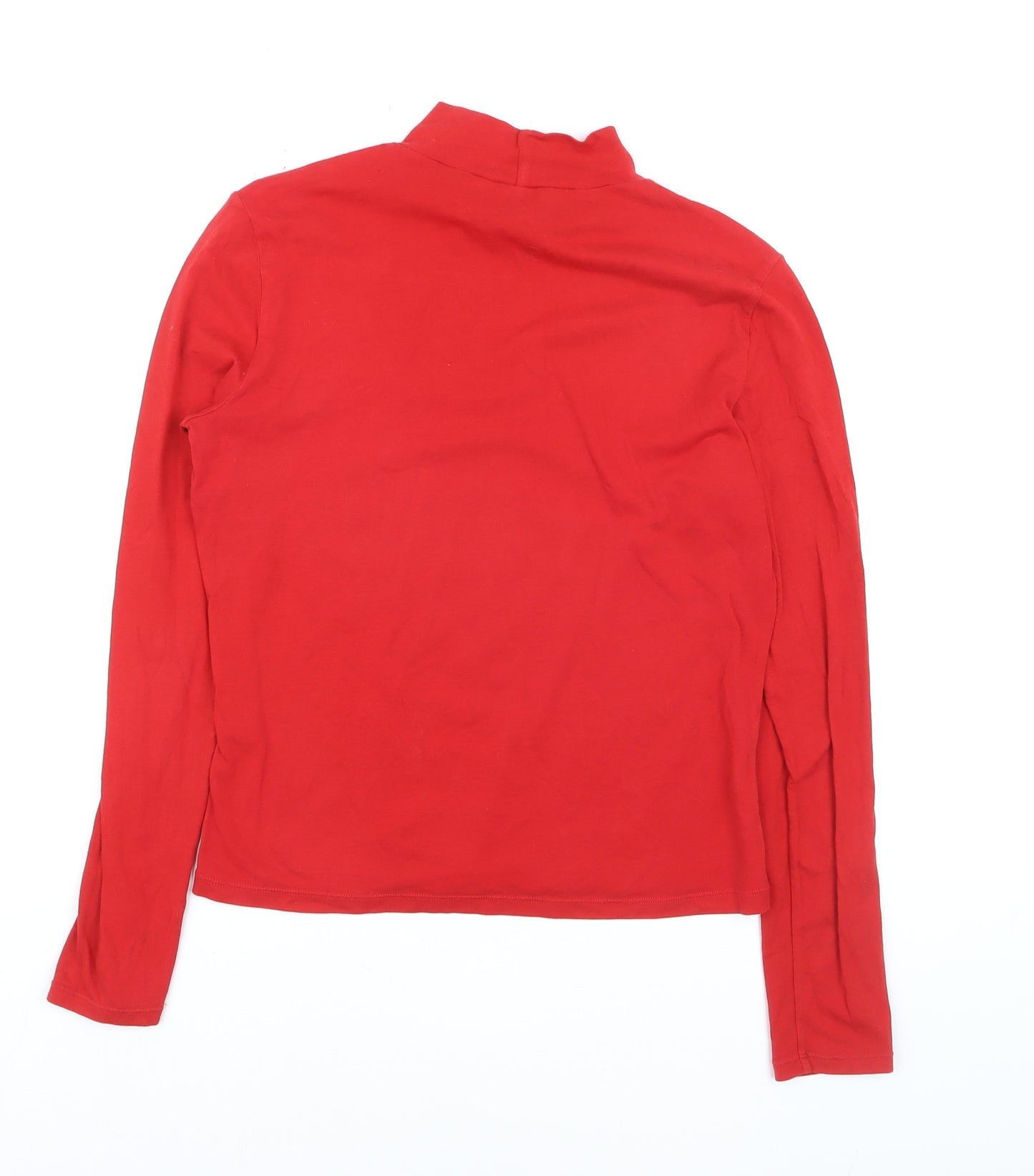 Monki Women's Red Mock Neck Long Sleeve Pullover Jumper Size 12