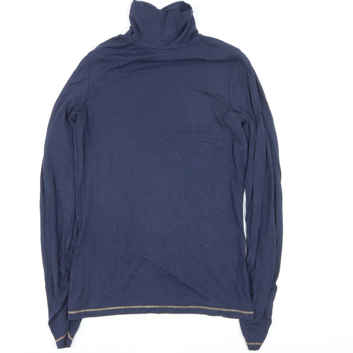 Oliver Bonas Women's Blue Roll Neck Long Sleeve Cotton Jumper Size 8