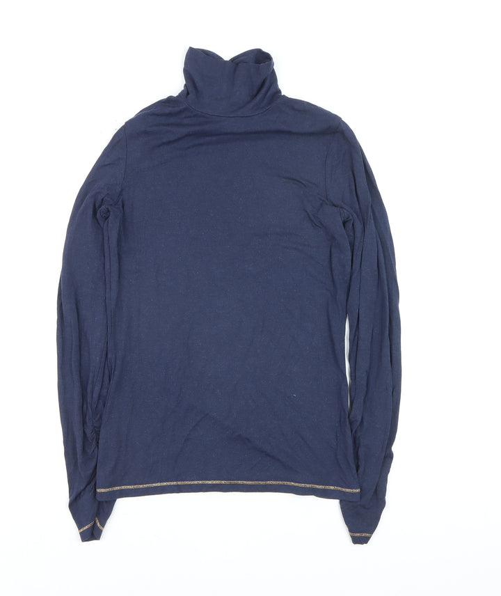 Oliver Bonas Women's Blue Roll Neck Long Sleeve Cotton Jumper Size 8
