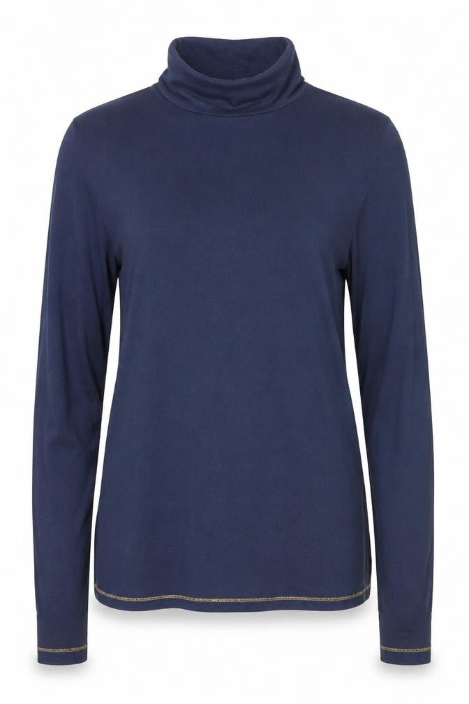 Oliver Bonas Women's Blue Roll Neck Long Sleeve Cotton Jumper Size 8