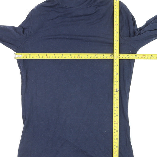 Oliver Bonas Women's Blue Roll Neck Long Sleeve Cotton Jumper Size 8
