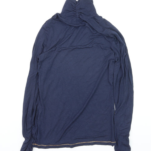 Oliver Bonas Women's Blue Roll Neck Long Sleeve Cotton Jumper Size 8