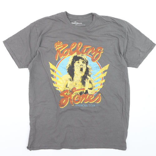 The Rolling Stones Men's Grey Band Tour Graphic T-Shirt M