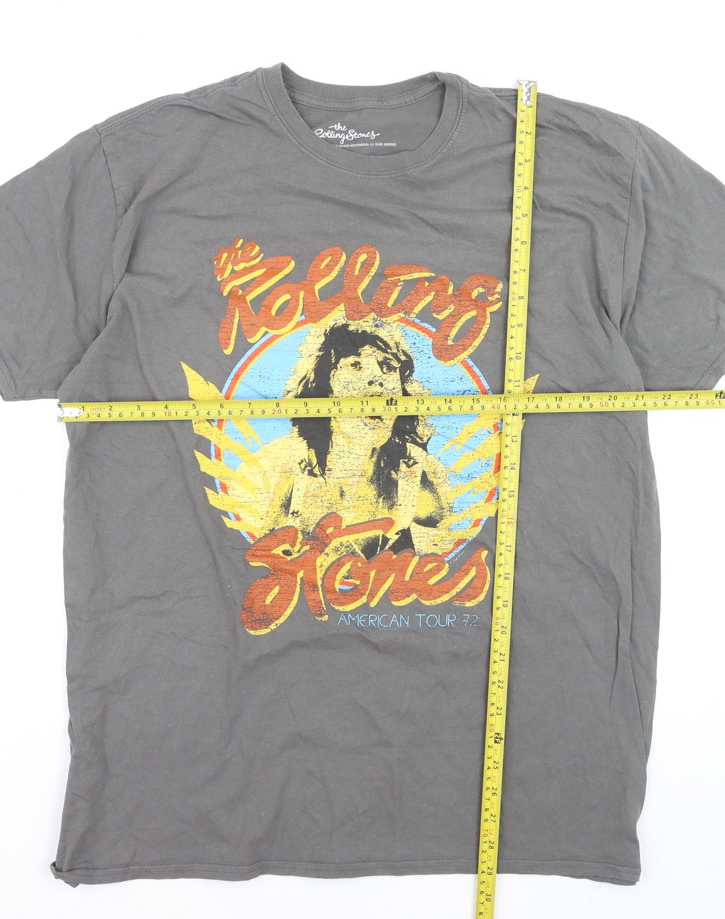 The Rolling Stones Men's Grey Band Tour Graphic T-Shirt M