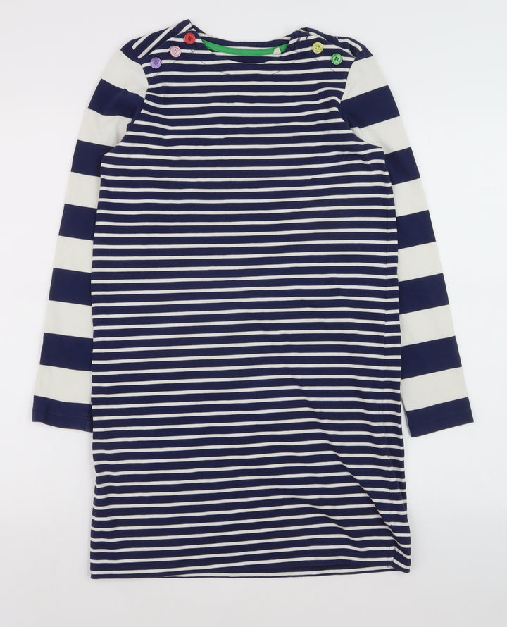 Mini Boden Girls Blue Striped Long Sleeve T-Shirt Dress 11-12 Years