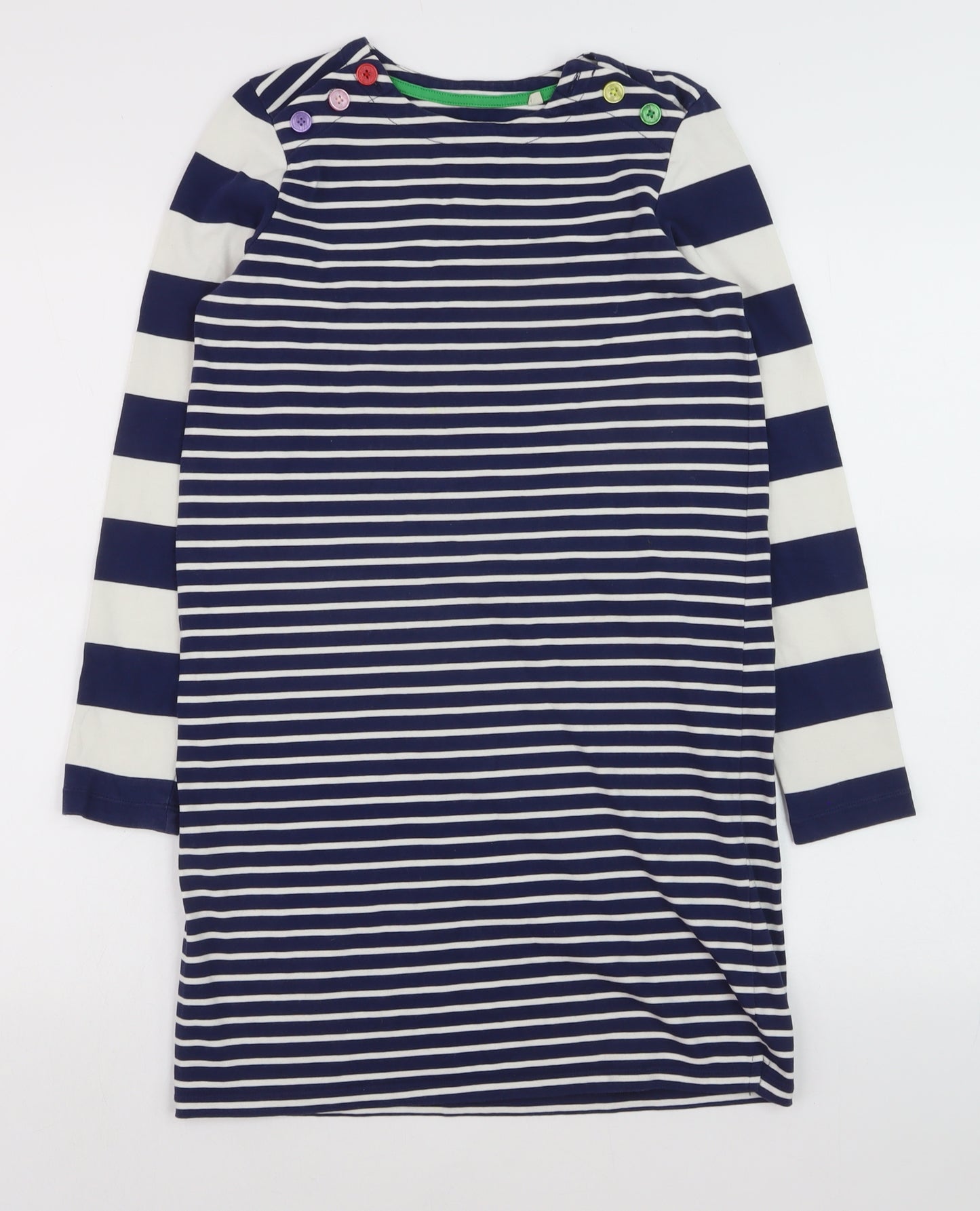 Mini Boden Girls Blue Striped Long Sleeve T-Shirt Dress 11-12 Years