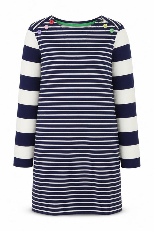 Mini Boden Girls Blue Striped Long Sleeve T-Shirt Dress 11-12 Years
