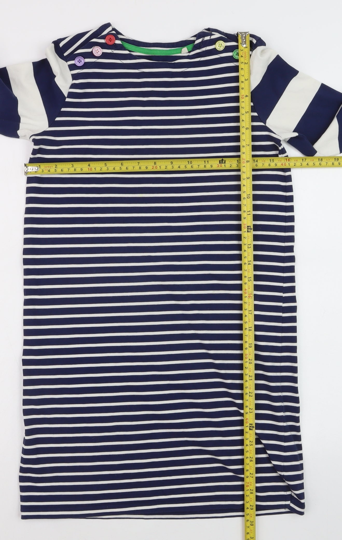 Mini Boden Girls Blue Striped Long Sleeve T-Shirt Dress 11-12 Years