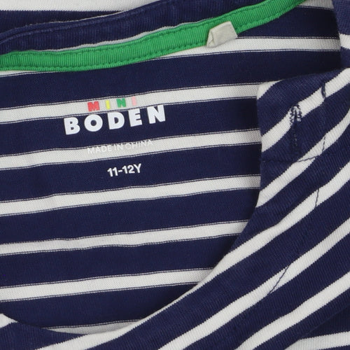 Mini Boden Girls Blue Striped Long Sleeve T-Shirt Dress 11-12 Years
