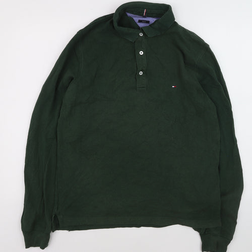 Tommy Hilfiger Men's Green Long Sleeve Slim Fit Polo Shirt XL