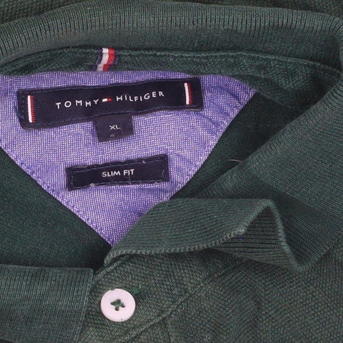 Tommy Hilfiger Men's Green Long Sleeve Slim Fit Polo Shirt XL