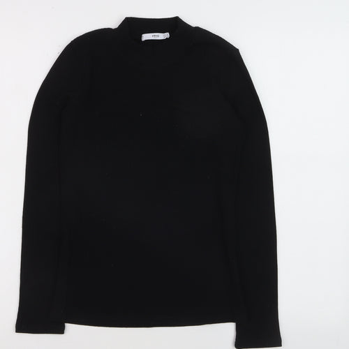 Mango Women’s Black Mock Neck Ribbed Slim Fit Jumper Size 8