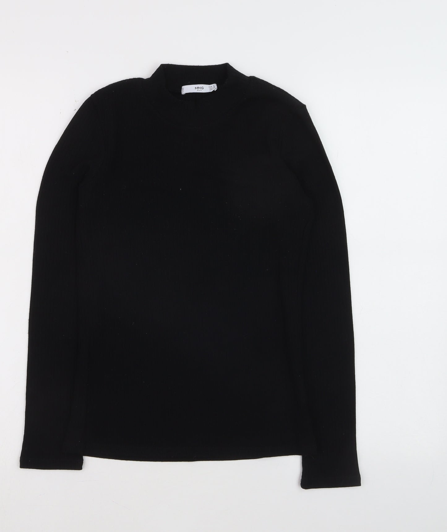 Mango Women’s Black Mock Neck Ribbed Slim Fit Jumper Size 8