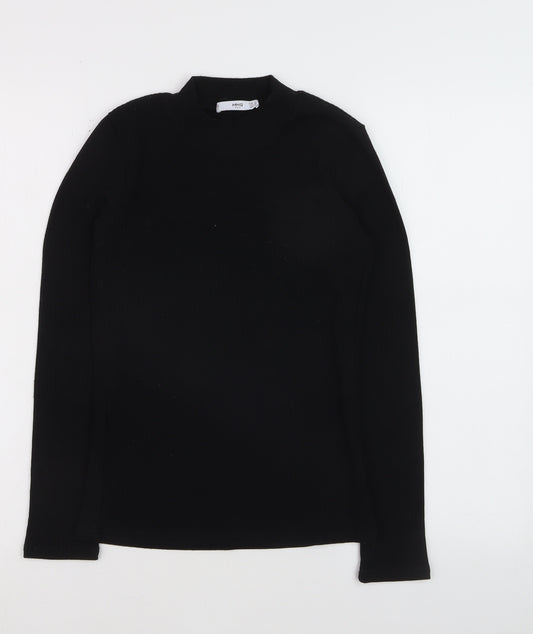 Mango Women’s Black Mock Neck Ribbed Slim Fit Jumper Size 8