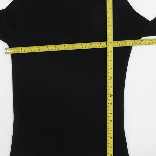 Mango Women’s Black Mock Neck Ribbed Slim Fit Jumper Size 8