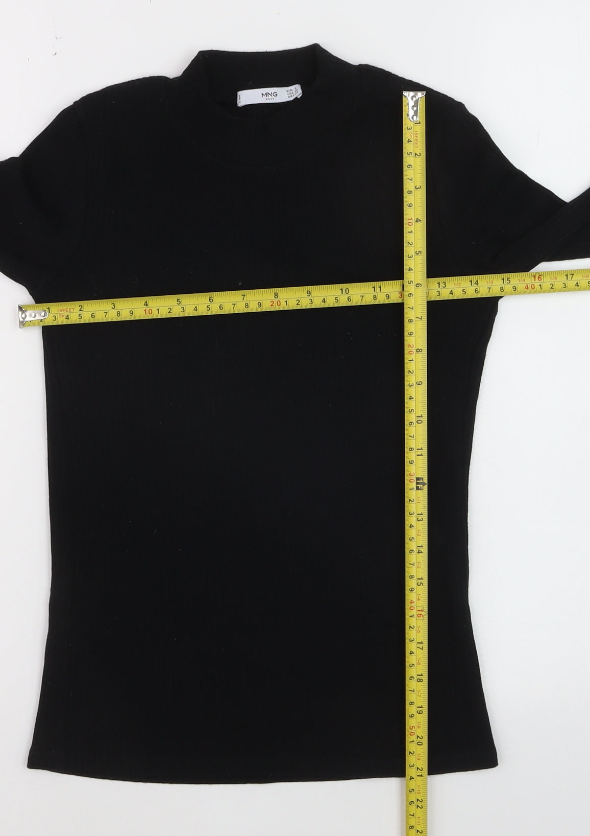 Mango Women’s Black Mock Neck Ribbed Slim Fit Jumper Size 8