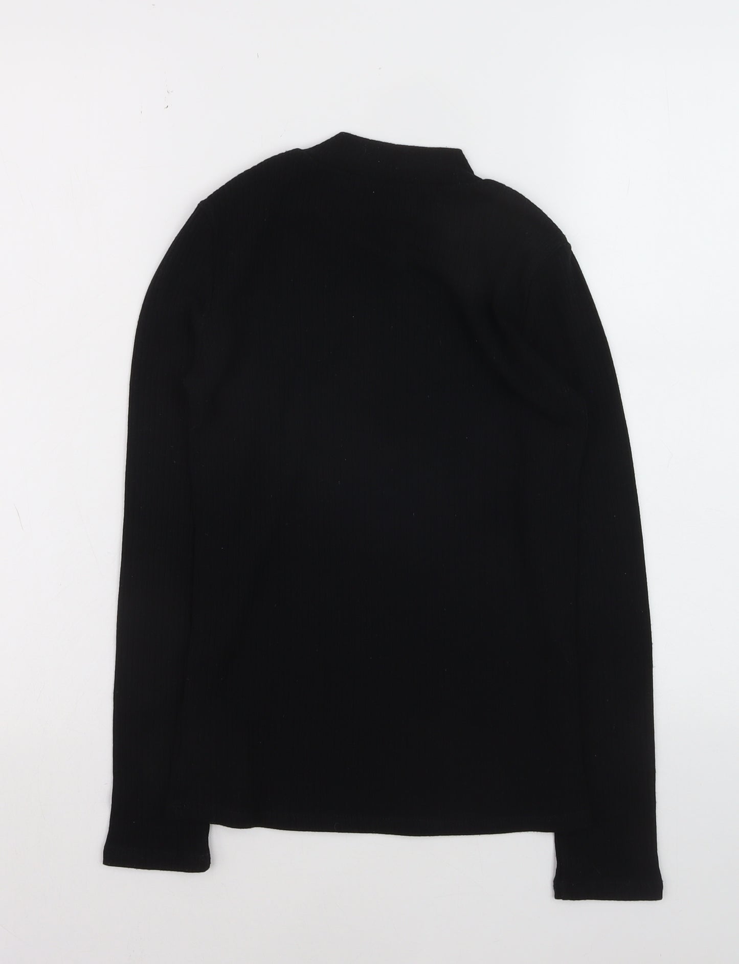 Mango Women’s Black Mock Neck Ribbed Slim Fit Jumper Size 8