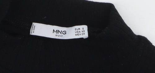 Mango Women’s Black Mock Neck Ribbed Slim Fit Jumper Size 8