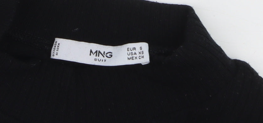 Mango Women’s Black Mock Neck Ribbed Slim Fit Jumper Size 8