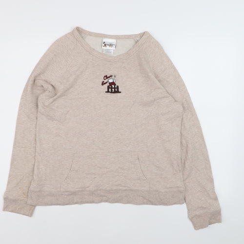 Disney Women Beige Classic Pooh Sweatshirt Size L 100% Cotton