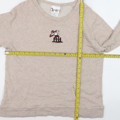 Disney Women Beige Classic Pooh Sweatshirt Size L 100% Cotton