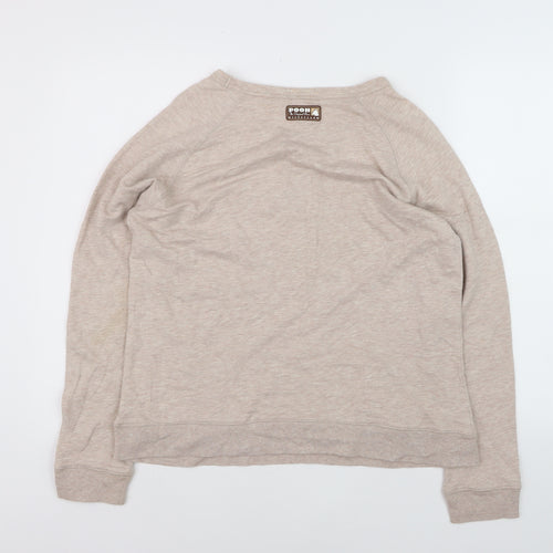 Disney Women Beige Classic Pooh Sweatshirt Size L 100% Cotton