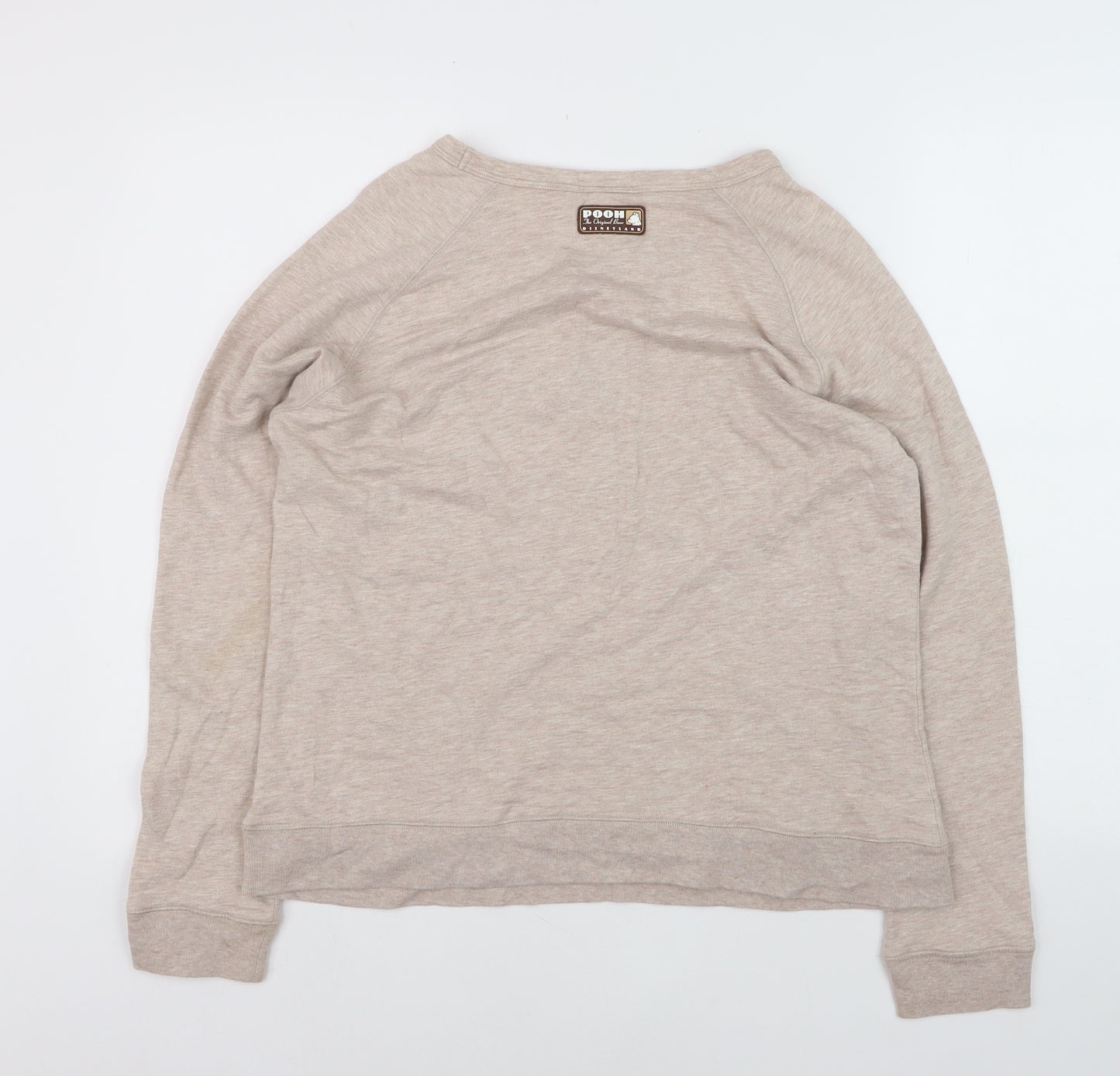 Disney Women Beige Classic Pooh Sweatshirt Size L 100% Cotton