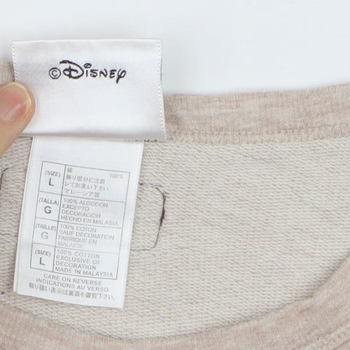 Disney Women Beige Classic Pooh Sweatshirt Size L 100% Cotton