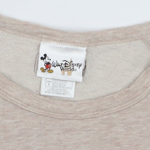 Disney Women Beige Classic Pooh Sweatshirt Size L 100% Cotton