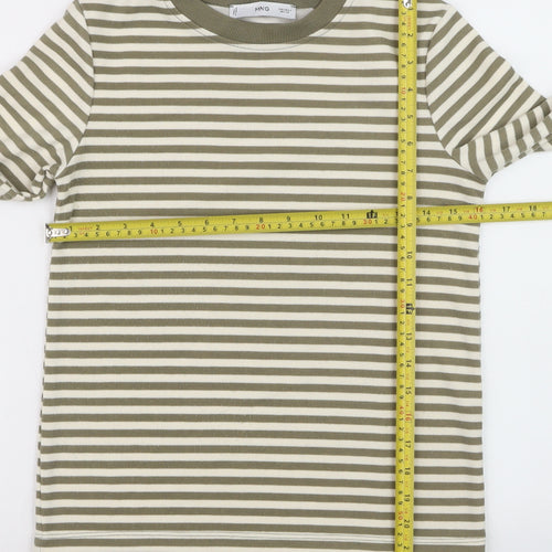 MNG Women's Green Striped Cotton Long Sleeve Pullover Jumper Size S