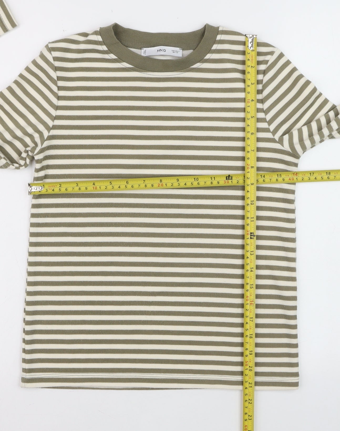 MNG Women's Green Striped Cotton Long Sleeve Pullover Jumper Size S