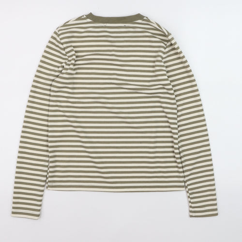 MNG Women's Green Striped Cotton Long Sleeve Pullover Jumper Size S