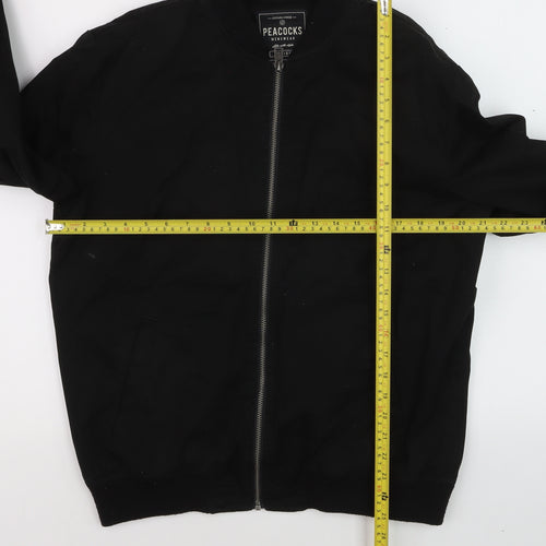 Peacocks Mens Black Bomber Jacket Medium Full Zip Casual Style