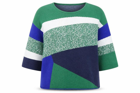 Front view of Marble women’s multicoloured geometric cotton knit jumper, size L