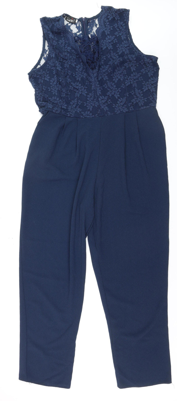 Zack London Women's Navy Lace Sleeveless Jumpsuit Size 10 Elegant Evening