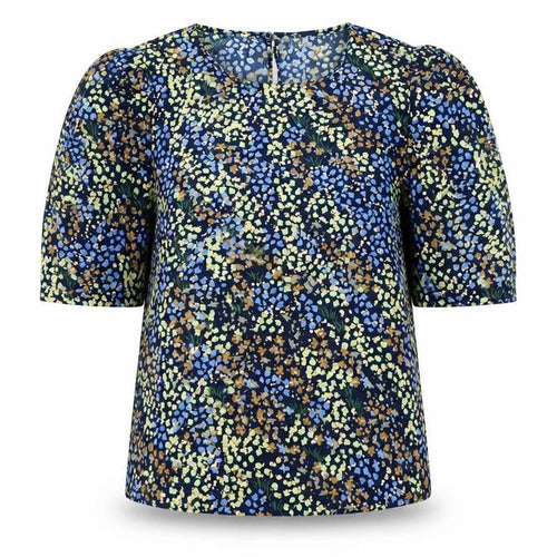 Jacqueline de Yong Women's Blue Floral Puff Sleeve Blouse Size 12