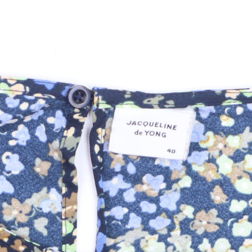 Jacqueline de Yong Women's Blue Floral Puff Sleeve Blouse Size 12