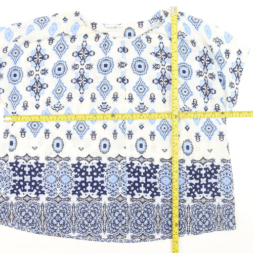 Gallery Women Blue Bohemian Tunic Blouse XL Cotton Woven Top