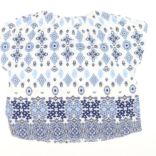 Gallery Women Blue Bohemian Tunic Blouse XL Cotton Woven Top